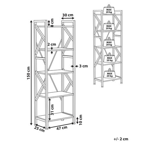 Bibliothèque 5 Étagères Bois Foncé Dale