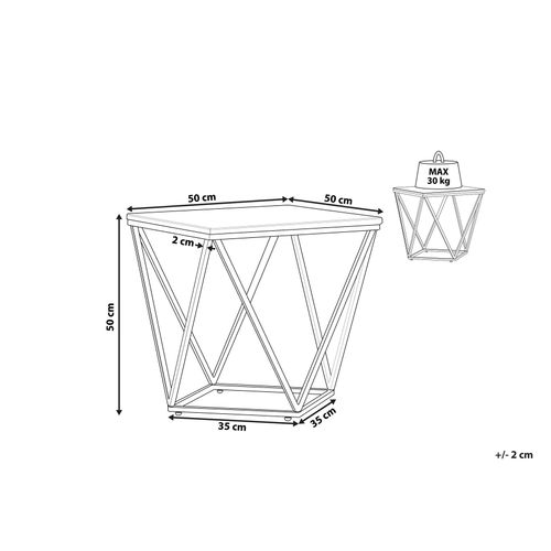 Table Appoint Carrée Effet Marbre Beige / Pied Noir 50 X 50 Cm Malibu