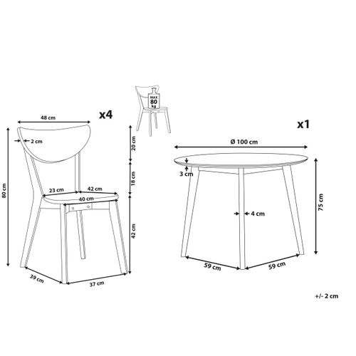 Ensemble De Salle à Manger Blanc 4 Places Roxby