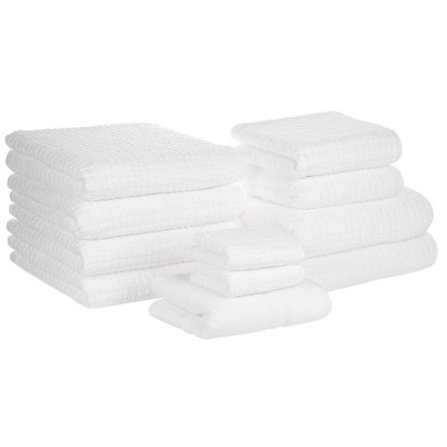 Lot De 11 Serviettes De Bain En Coton Blanc Atai