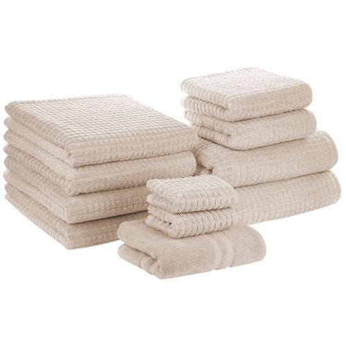 Lot De 11 Serviettes De Bain En Coton Beige Atai
