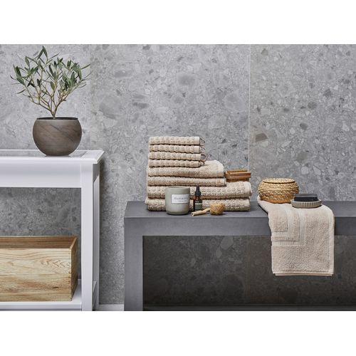 Lot De 9 Serviettes De Bain En Coton Beige Atai