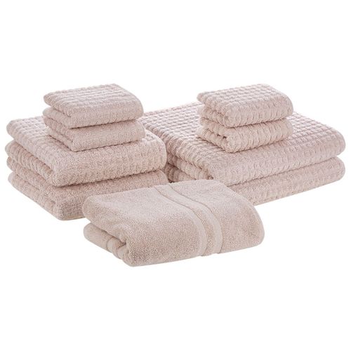 Lot De 9 Serviettes De Bain En Coton Rose Atai