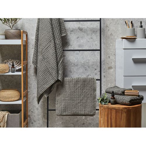 Lot De 4 Serviettes De Bain En Coton Gris Atai