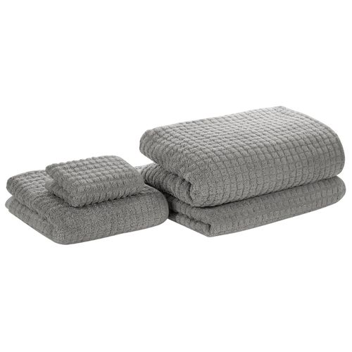 Lot De 4 Serviettes De Bain En Coton Gris Atai