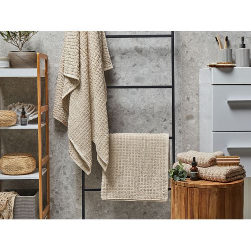 Lot De 4 Serviettes De Bain En Coton Beige Atai