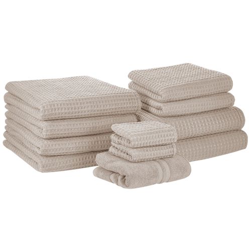 Lot De 11 Serviettes De Bain En Coton Beige Areora