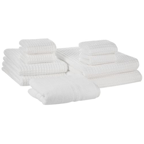 Lot De 9 Serviettes De Bain En Coton Blanc Areora