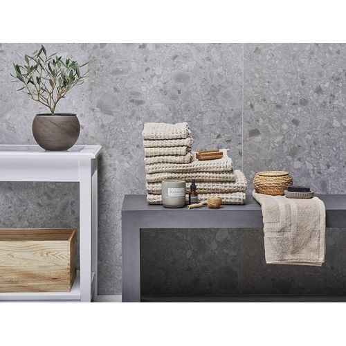 Lot De 9 Serviettes De Bain En Coton Beige Areora