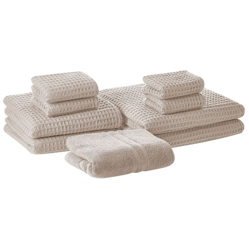 Lot De 9 Serviettes De Bain En Coton Beige Areora