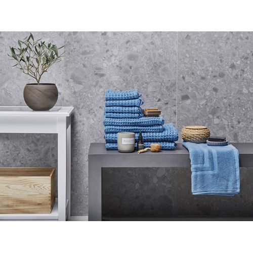 Lot De 9 Serviettes De Bain En Coton Bleu Areora