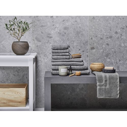 Lot De 9 Serviettes De Bain En Coton Gris Areora