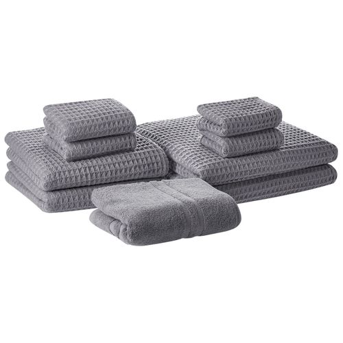 Lot De 9 Serviettes De Bain En Coton Gris Areora
