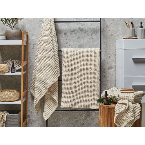 Lot De 4 Serviettes De Bain En Coton Beige Areora
