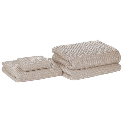 Lot De 4 Serviettes De Bain En Coton Beige Areora