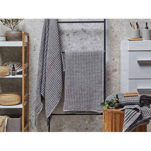 Lot De 4 Serviettes De Bain En Coton Gris Areora