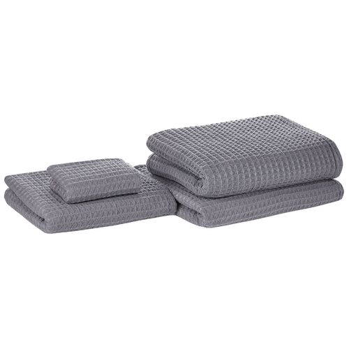 Lot De 4 Serviettes De Bain En Coton Gris Areora