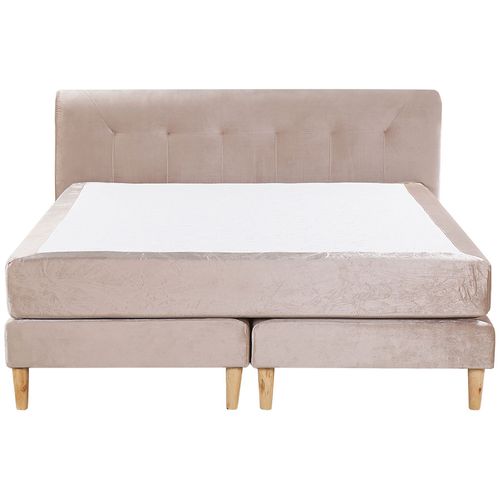 Lit Boxspring En Velours Beige 160 X 200 Cm Marquise