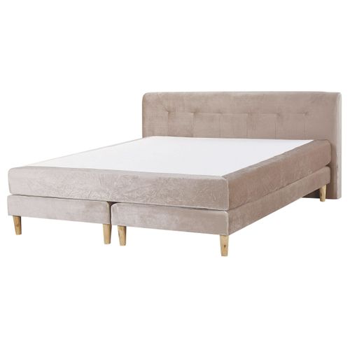 Lit Boxspring En Velours Beige 160 X 200 Cm Marquise