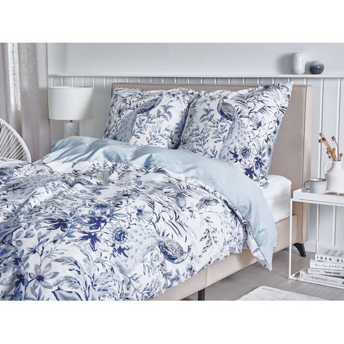 Parure De Lit Motif Floral Blanc Et Bleu 135 X 200 Cm Ballard