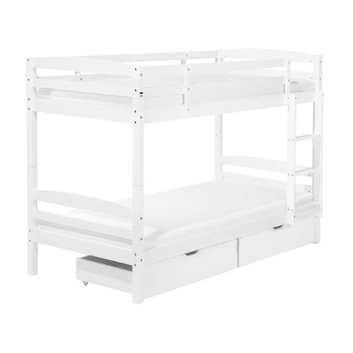 Lit Superposé En Bois Blanc 90 X 200 Cm Avec Tiroirs Regat