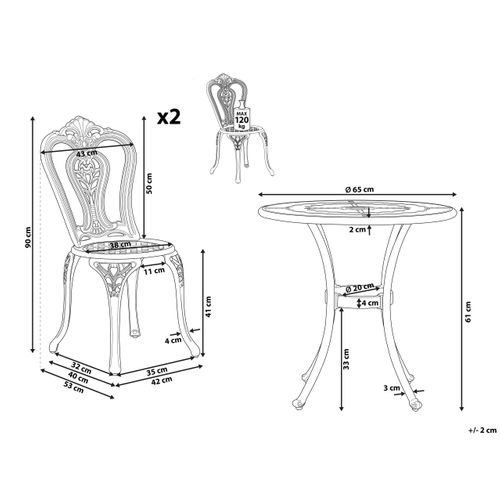 Ensemble Pour Bistro Métal Marron Foncé Bovino