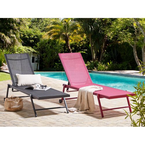 Chaise Longue Métal Rouge Bordeaux Portofino