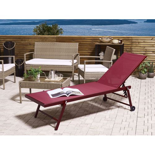 Chaise Longue Métal Rouge Bordeaux Portofino
