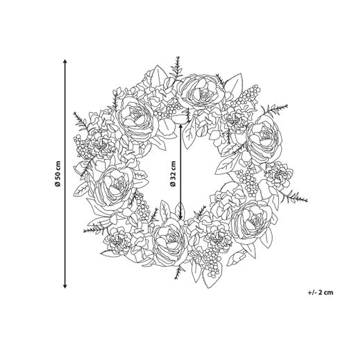 Couronne Porte Entrée Ø 50 Cm Rouge Et Rose Agulo