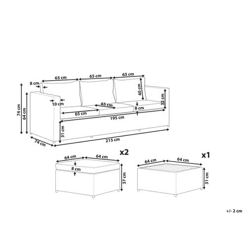 Set De Salon Côté Gauche Polyrotin Gris Clair Sabbia