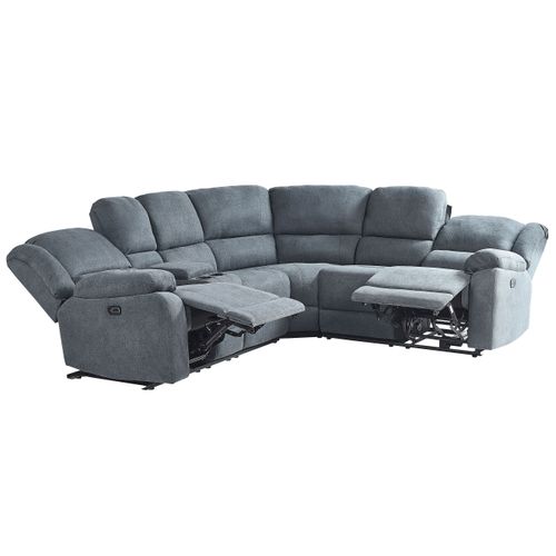 Canapé Angle Électrique 5 Places En Tissu Gris Foncé Avec Port USB Rokke