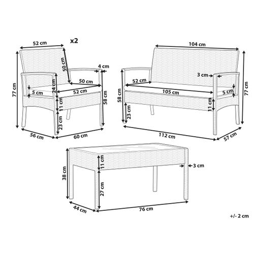 Set De Jardin Polyrotin Bois Clair Marsala