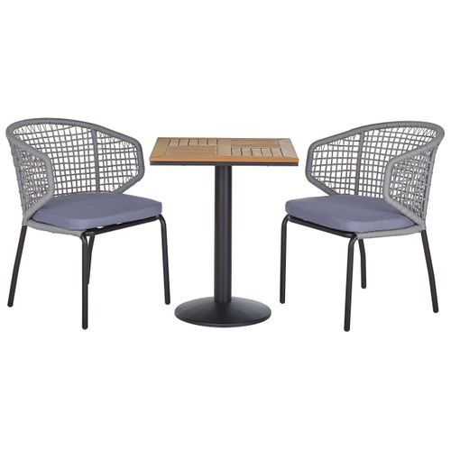 Ensemble Pour Bistro Avec Coussin Métal Gris Palmi