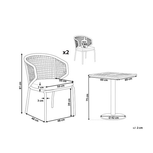 Ensemble Pour Bistro Avec Coussin Métal Gris Palmi