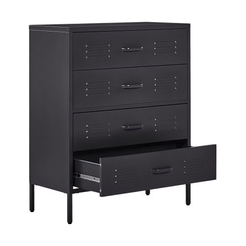 Armoire 4 Tiroirs En Acier Noir Enago