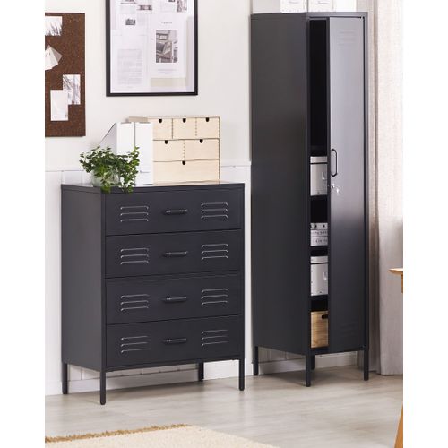 Armoire 4 Tiroirs En Acier Noir Enago