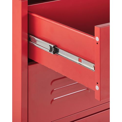 Armoire 4 Tiroirs En Acier Rouge Enago