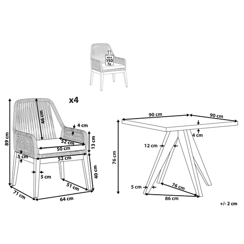 Set De Salle à Manger Béton Noir Olbia
