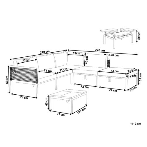 Set De Salon Aluminium Gris Forano