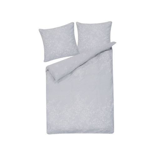 Housse De Couette En Satin De Coton Avec Motif Floral 155 X 220 Cm Gris Morningside