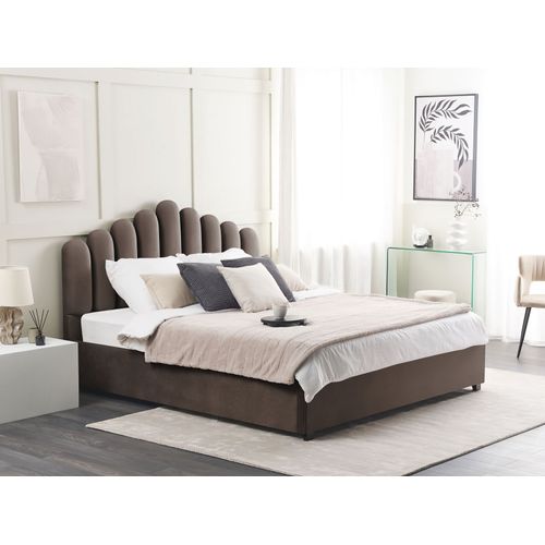 Lit Ottoman Velours Vincennes 180 X 200 Cm Taupe