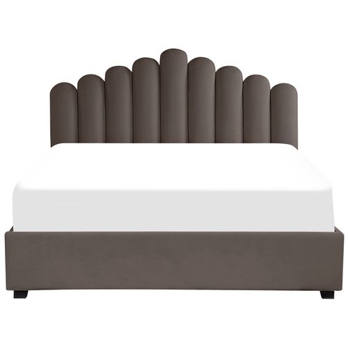 Lit Ottoman Velours Vincennes 180 X 200 Cm Taupe