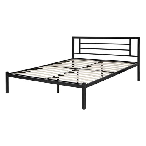 Lit Avec Sommier Métal Cusset 140 X 200 Cm Noir