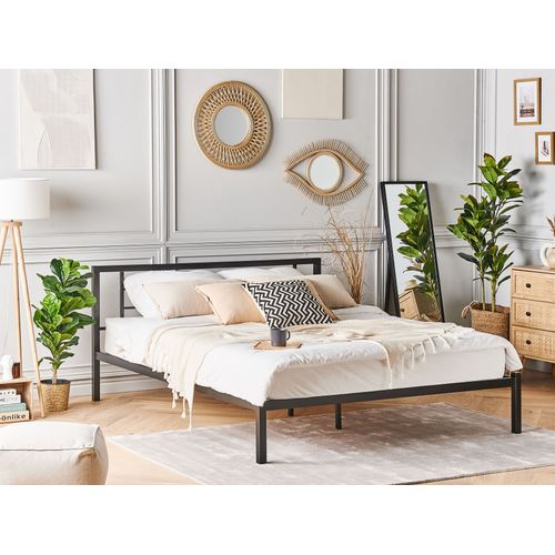 Lit Avec Sommier Métal Cusset 140 X 200 Cm Noir