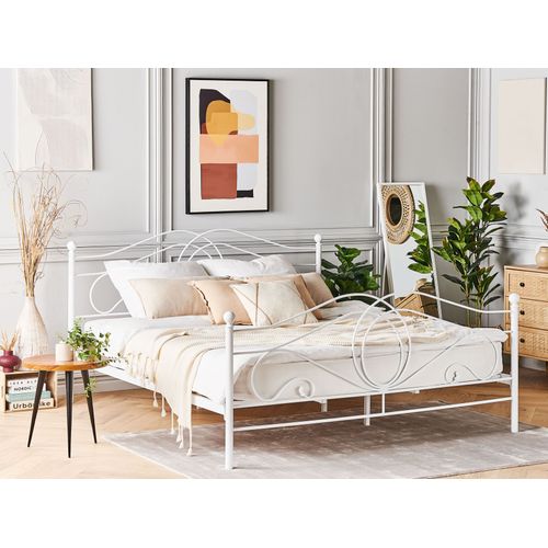 Lit Avec Sommier Métal Lyra 140 X 200 Cm Blanc