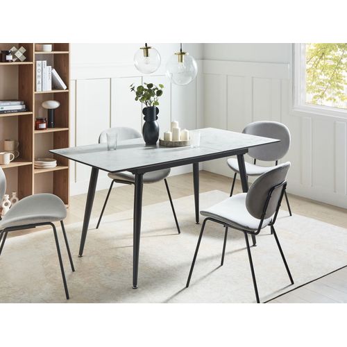 Table De Repas Eftalia Marbre Blanc 120/150 Cm 80 Cm