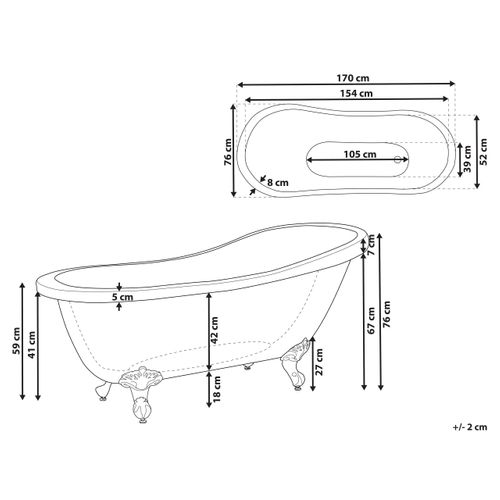Baignoire Îlot Bleu Et Doré 170 X 76 Cm Cayman