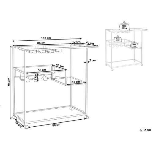 Desserte De Cuisine Verre Transparent / Noir Marcola