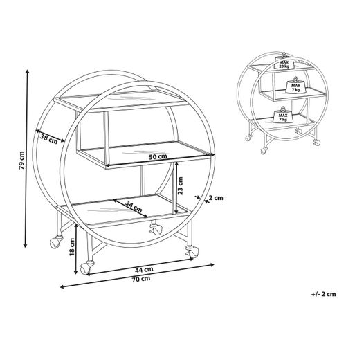 Desserte De Cuisine En Métal Doré Et Verre Colton