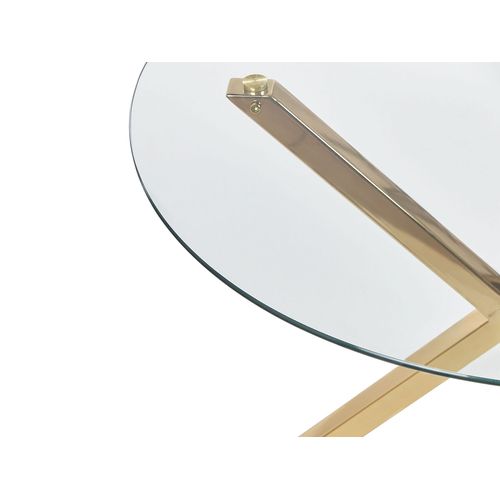 Table Ronde En Verre Avec Pieds Dorés 90 Cm Savoni